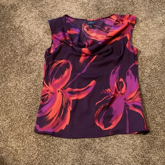 Worthington dressy tank top. Vivid colors. Size medium. Cowl neck. Very dressy - Picture 4 of 4